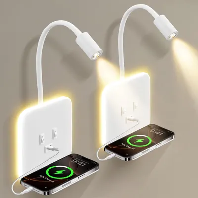 LED-Wandleuchte 2er-Pack, 12 W, 360° drehbar, Schwanenhals, warmweiß 3000 K