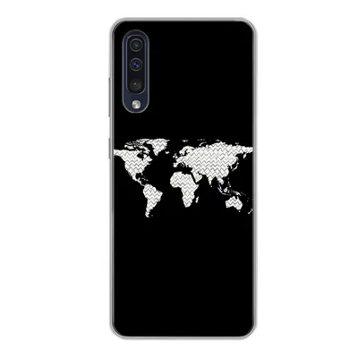 Produktbild von MuchoWow® Handyhülle Schutzhülle Hülle für Samsung Galaxy A50 Weltkarte - Muster - Schwarz Silikon Softcase Handy Hülle - Mobiltelefonhülle