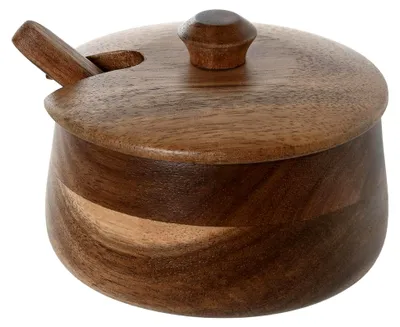Produktbild von Zuckerdose aus Holz mit Deckel und Löffel