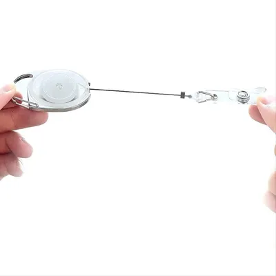 Produktbild von CHPN - Schlüsselanhänger - Ausziehbarer Schlüsselanhänger - CordKeychain - Schlüsselanhänger - Schlüsselband - Kartenhalter - Mit Kartenschlaufe - Weiß/Transparent