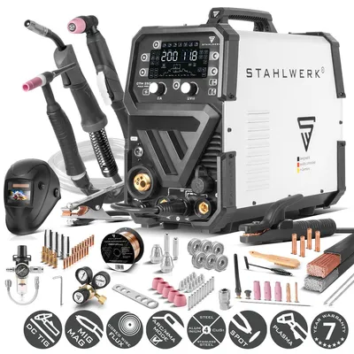 Obrázek produktu pro STAHLWERK oblouková svářečka 6 v 1 Combi CTM-250 Puls Pro - plně vybavená - TIG, MIG/MAG, MMA (E-Hand), FLUX až 200A, plazmová řezačka (CUT) 45A