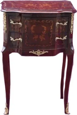 Image de Casa Padrino Commode baroque à 2 tiroirs en marqueterie brune H 79 cm, L 52 cm - Modèle Acajou - Table de chevet Console