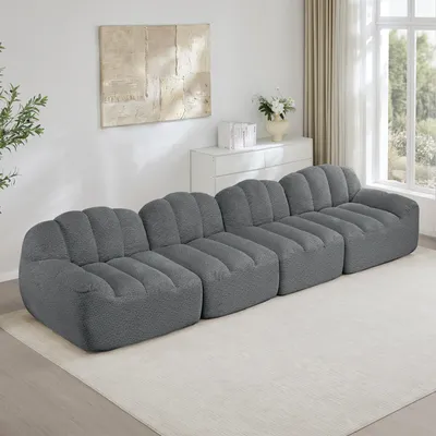 Produktbild von 4-Sitzer Modulares Boneless Sofa in Muschelform 366 cm Tiefsitz Grau