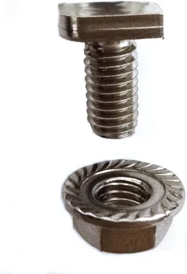 Produktbild von 10 Hammerkopfschrauben M6x12 aus Edelstahl mit Flanschmuttern für Gewächshäuser