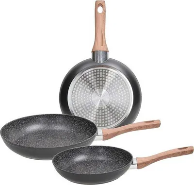Productafbeelding van Set van 3 Koekenpannen 20/24/28 cm - Aluminium, Zwart