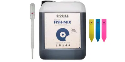 Obrázok produktu pre BioBizz Fish-Mix - Rastové hnojivo 5 litrov - vrátane pipety a 3 štítkov na rastliny