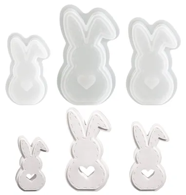Produktbild von 3 Silikonformen für Osterhasen, Gussformen für Frühlingsdekorationen