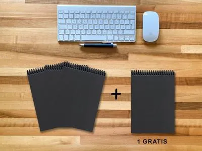 Produktbild von A 5 Notizblock - Set, 3+1 gratis, Luxury 80 Seiten SCHWARZ ONYX GLITTER-OPTIK, punktiert 10x10mm