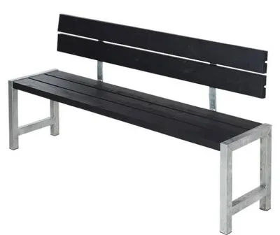 Produktbild von Plus Plankenbank 176 x 38 x 81 cm schwarz mit Rückenlehne