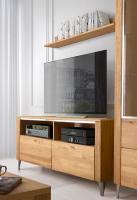 Produktbild von Lowboard TV-Unterschrank Wandregal Latina 155x42x70cm Honig Eiche teilmassiv