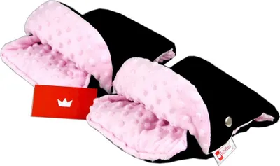 Produktbild von BABYLUX MUFF Handmuff Handwärmer Kinderwagen Buggy Handschuh 2. Schwarz + Rosa