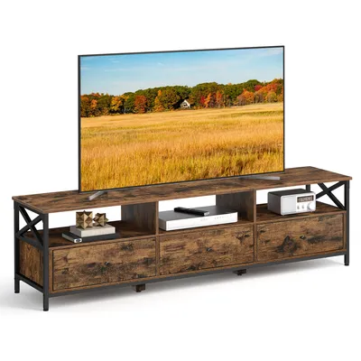 Produktbild von Fernsehtisch, TV-Ständer für Fernseher bis zu 80 Zoll, reichlich Stauraum, 178 x 40 x 50 cm, braun-schwarz