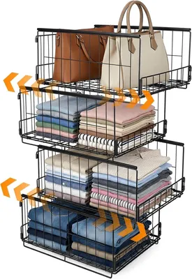 Produktbild von 4-teiliges Weißer Kleiderschrank Organizer, Stapelbare Aufbewahrungsboxen