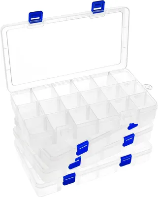 Aufbewahrungsboxen 18 Fächer, 4er-Set, durchsichtig, PP-Kunststoff