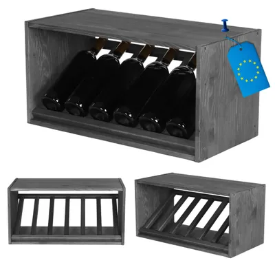 Produktbild von MODO24 Weinregal 5 Flaschen, Flaschenregal, Weinschrank, Getränkeregal, Kellerregal, Stapelbar, Massivholz, 30x60x30 cm, Grau, RW61