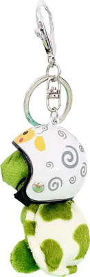 Produktbild von Plüsch-Schildkröten-Schlüsselanhänger mit Helm, Metallring, lustiger, weicher, flauschiger Rucksack-Ornament, Anti-Verlust, niedlicher Tier-Schlüsselanhänger, Taschenzubehör-K