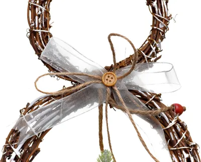 Produktbild von Rattan-Kranz Schneemann hängend: Fensterdeko Türkranz Weihnachten zum Aufhängen