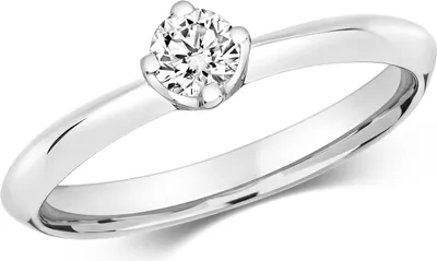 Produktbild von Funkelndes Feuer 18 Karat (750) Weißgold Solitär Verlobung Diamant Damenring Brillant-Schliff 0.25 Karat GH - SI2, 49 (15.6); TRS3221518KWRSJ