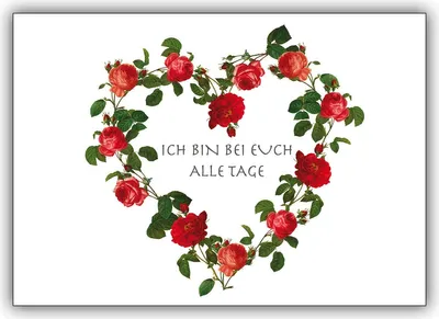 Produktbild von 5er Set Klappkarten zum Kondolieren mit Rosen Herz für Beileidskarten