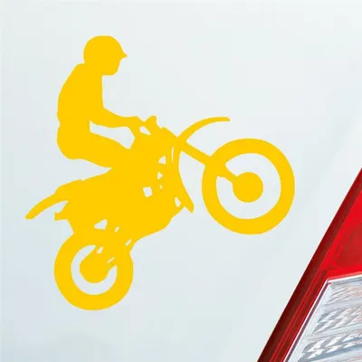 Produktbild von Auto Aufkleber Motorcross Motorrad Bike Tuning 10x9 cm Gelb Sticker Heckscheibenaufkleber