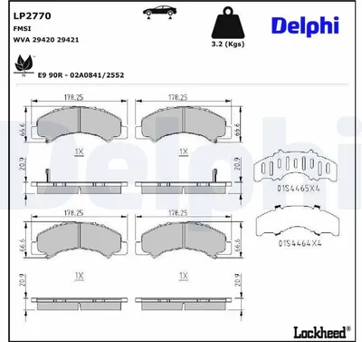 Produktbild von DELPHI Bremsbeläge Satz Hinten Bremsklötze für ISUZU N (6th Generation) LP2770