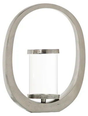 Teelichthalter Aluminium Glas 38x14x46 cm silber transparent