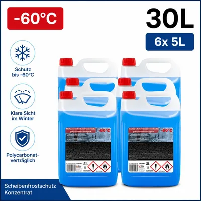Produktbild von Scheibenfrostschutz KONZENTRAT bis -60 °C Scheibenwischwasser 30 L Kanister 6 x 5 L, KI-generiertes Bild