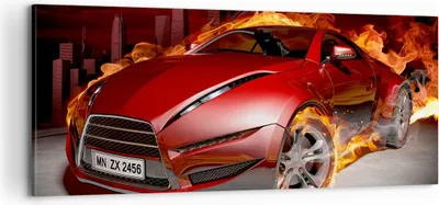 Produktbild von Bild auf Leinwand - Leinwandbild - Auto Flammen Rot - 100x40cm - Wand Bild - Wanddeko - Wandbilder - Leinwanddruck - Bilder - Kunstdruck - Wanddekoration - Leinwand bilder - Wandkunst - AB100x40-0200