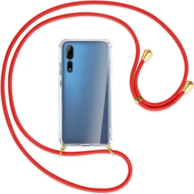 Produktbild von Handykette Backcover-Schutzhülle mit Band (Metall goldfarben) für ZTE Axon 10 Pro - rot