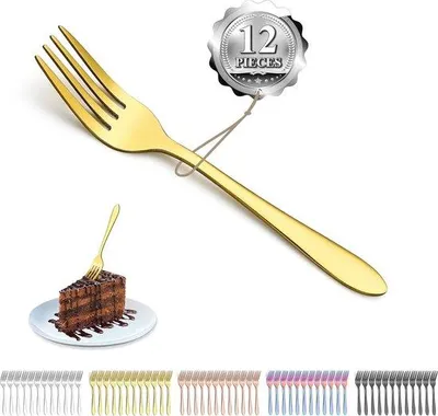 Produktbild von DigiRigi® Dessertgabeln Set 12 Stück, 14 cm – gold titanbeschichtet, rostfreier Edelstahl, hochglanzpoliert, spülmaschinenfest