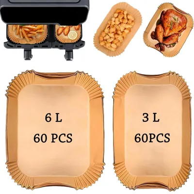 Produktbild von Airfryer Backpapier 120 Stück für Philips Dual Basket 3000/5000 Series 9L, Heißluftfritteuse Zubehör