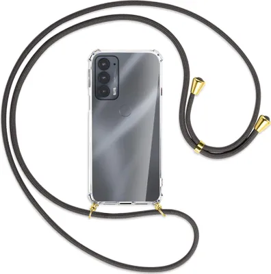 Produktbild von Handykette Backcover-Schutzhülle mit Band (Metall goldfarben) für Motorola Edge 20 - dunkelgrau