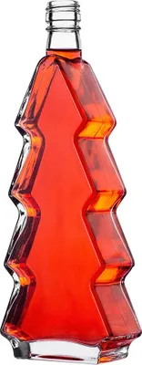 Image de Bouteille en verre en forme de sapin - 500 ml - bouchon à vis - lot de 5 - e FCM - couvercle vert