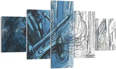Produktbild von Bild auf Leinwand - Leinwandbild - 5 Teile - Saxophon Musiker Zeichnen - 125x70cm - Wand Bild - Wanddeko - Wandbilder - Leinwanddruck - Bilder - Wanddekoration - Leinwand bilder - EA125x70-4148