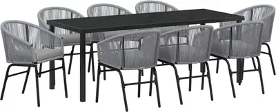 Produktbild von vidaXL Garten Essgruppe 9 pcs Anthrazit Pulverbeschichteter Stahl