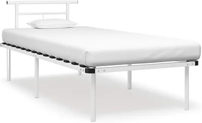 Produktbild von Bettgestell, Bett, Familienbett, Bettrahmen, Bed Frame, Bettstell, Bettboden, Weiß Metall 90x200 cm