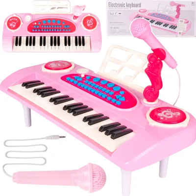 Immagine prodotto di Malplay tastiera organo elettronico 37 tasti pianoforte microfono rosa Usb Mp3 regalo da 3 anni