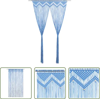 Immagine prodotto di The Living Store Tenda Macramè Blu 140x240 cm Cotone