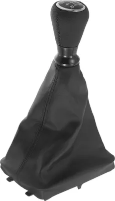 Produktbild von Schaltknauf mit Abdeckung für Peugeot 206 | Schaltgetriebehebelknopf Schwarz mit schwarzen Nähten aus Kunstleder 1 Stück