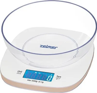 Obrázok produktu pre Zelmer ZKS1451, Elektronická kuchynská váha, 5 kg, 1 g, Biela, Na pracovnú dosku, Štvorec