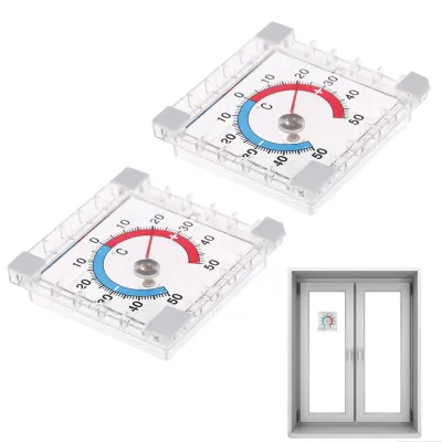 Produktbild von 2 digitale Außenthermometer, selbstklebend für Fenster, wetterfest (7,5 x 7,5 cm)