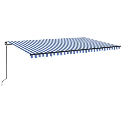 Produktbild von vidaXL Markise Manuell Einziehbar mit LED 500x300 cm Blau und Weiß
