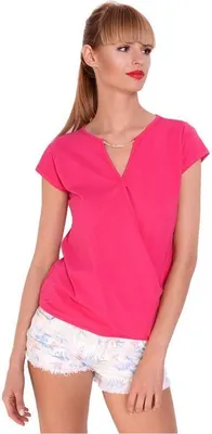 Produktbild von Damen Longshirt Tunika T-Shirt Sommer Shirt V-Ausschnitt; Pink/S/M 36/38