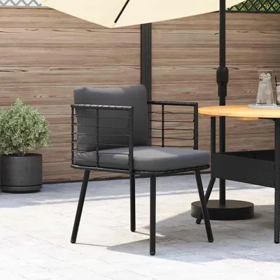 Obrázok produktu pre vidaXL Záhradné kreslo s vankúšom Black Poly Rattan