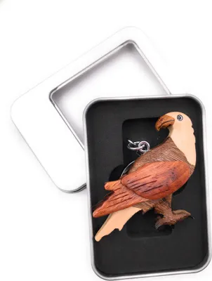 Produktbild von Schlüsselanhänger Holz Greifvogel Geier Adler Vogel Tier Anhänger in Geschenkbox