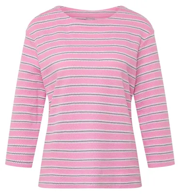 Produktbild von Rabe T-Shirt Rosa, Größe 36, 3/4-Ärmel, Rundhalsausschnitt, Ringel-Design