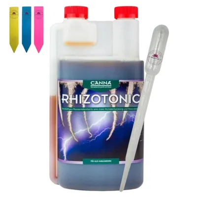 Produktbild von Canna Rhizotonic 1 Liter inkl. Dosierpipette und 3 Pflanzenschilder