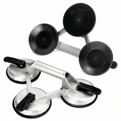 Image de 2 ventouses, 3 ventouses de diamètre 12 cm, capacité de charge de 180 kg, poignée en aluminium, pour plaques de verre