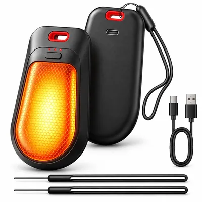 Produktbild von Elektrische Handwärmer 2er-Set, magnetisch, 45–55 °C, LED-Temperaturanzeige, USB-C Powerbank, kompakt für Winter & Outdoor