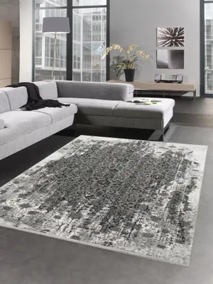 Produktbild von Teppich Vintage Wohnzimmerteppich Orient & Designerteppich Ornamente in grau Größe - 80x150 cm